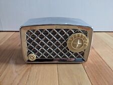 Vintage 1940s Arvin Sears Silvertone Tube Radio Tabletop AM Metal Silver CHROME picture