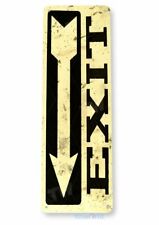 EXIT HERE 11 X 4 TIN SIGN AUTO AUTOMOBILE MECHANIC ADVERTISEMENT ALLEY BACK DOOR picture