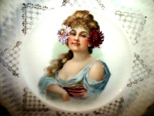 VICTORIAN LADY PORTRAIT CABINET PLATE STUNNING HP LUSTER HP LUSTER STARBURST picture