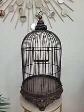 Gorgeous Victorian Antique Bronze Tone Metal Carved Ornate Plaster Bird Cage picture