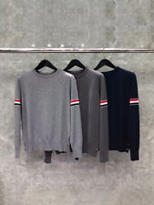Mens Colored armband crew Neck Knitwear Sweater Jumper Pullover Long Sleeve Top picture