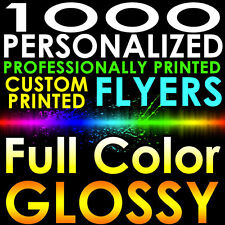 1000 CUSTOM PRINTED 8.5x5.5 PERSONALIZED FLYERS Full Color Gloss Half Page 2side picture