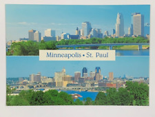 Minneapolis & Saint Paul Skylines Two Largest Cities in Minnesota Postcard picture