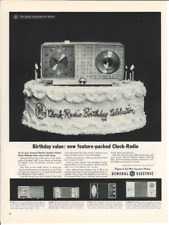 1962 GE General Electric Clock Radio Birthday Celebration Cake Vintage Print Ad picture