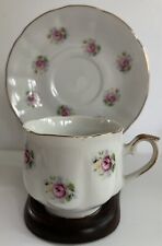 EXTRA TOUCH  BY FTD TEA CUP AND SAUCER - MADE IN JAPAN - SMALL PINK ROSES DECOR picture