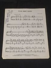 Eubie Blake Ragtime Pianist Rare Poor Jimmy Green Signed Autograph Sheet Music picture