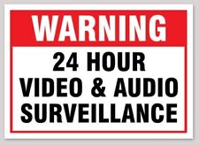 4 Inch Warning 24 Hour Video & Audio Surveillance Vinyl Sticker picture
