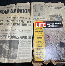 July 1969 Life Magazine & 4 Texas News Papers Apollo Man On The Moon picture