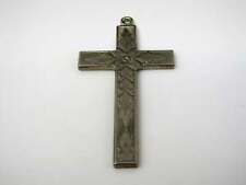 Vintage Christian Cross Pendant: Beautiful Etched Flower Center picture