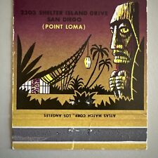 Vintage 1960s Half Moon Inn Tiki Hotel Shelter Island Point Loma Matchbook Cover picture