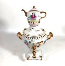 Vintage Gzhel Russian Porcelain Hand Painted Mini Samovar with creamer picture