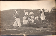 Group Posing on Logs Men In Dresses Crossdressing Gay Interest 1900s RPPC Photo picture