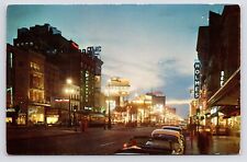 1950s Canal Street Neon Signs Godchaux's New Orleans Louisiana LA VTG Postcard picture