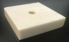 Vintage White Square Marble Lamp Base with Wire Way 3 1/2