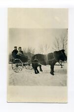 Team of ponies, buggy, family, snow, RPPC photo postcard, near Ouray Colorado picture