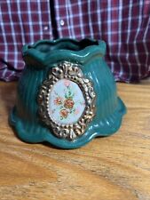 Vintage Green Ribbed Student Oil Lamp Shade With Roses picture