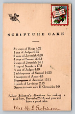 Antique Christian Old Testament Scripture Cake Recipe Christmas Seal Postal Card picture