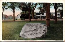 Line Of Minute Man Memorial Boulder Lexington Massachusetts WB Postcard picture