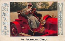Woman in an Early Car, in Morrow, Ohio, Postcard used in 1911 picture