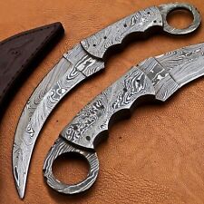 Custom Handmade Damascus Karambit Knife Handle made of Damascus Steel picture