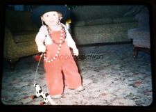 1952 Cute Little Cowgirl Hat, Grins, Walking Toy Dog Red-Border Kodachrome Slide picture