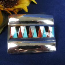 Vtg Heavy Solid Sterling Silver 925 Inlaid Handcrafted Belt Buckle AZ 2.25