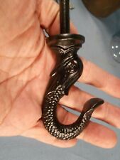 Victorian style Embossed Figural DOLPHIN Cast Iron Hook 7&1/4in Tall picture