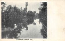 G29/ Warren Minnesota Postcard c1910 River Scene Water Tower picture