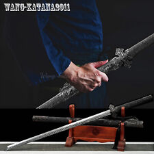 41''Black Ninjato 1095 Carbon Steel Japanese Ninja Dao Functional Srtaight Sword picture