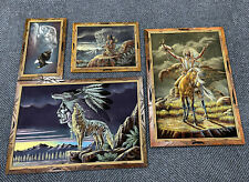 Lot Of 4 Rare vintage Hecho En Mexico Native American Indian Velvet Painting picture