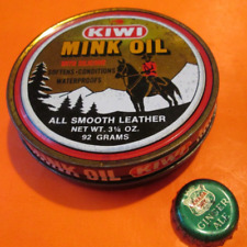 Vintage 3 1/4 oz KIWI All Smooth Leather Mink Oil TIn HORSE USA  NOTHING INSIDE picture