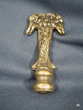 Large Double Ram Heads style Tall Fancy embossed Antique Brass finish Finial  picture