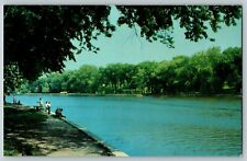 ROCK RIVER FISHING IN FORT ATKINSON WISCONSIN VTG POSTCARD picture