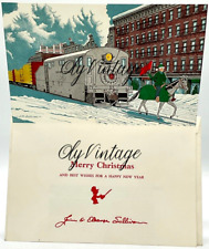 Vintage Jim & Eleanor Sullivan Christmas Card Train Art Print-Signed by Sender picture