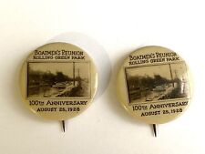 2 Vintage 1928 Boatmen's Reunion Keystone Badge Co. Pinbacks Buttons PA Canal picture