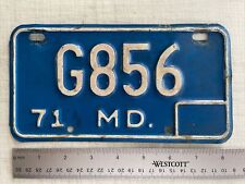 Vintage 1971 Maryland Motorcycle License Plate Tag G856 picture