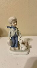 Vintage KPM Porcelain Boy With Lunch And Dog Figurine picture