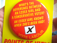 GENERAL ELECTION 1992 vintage LABOUR PARTY ESSEX GIRL Campaign BADGE picture