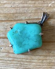 Vtg Native American Chunky Turquoise 950 Sterling Pendant picture