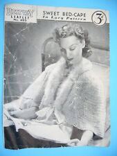 Vtg British knitting pattern for bed cape / jacket picture