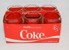 Vintage 1984 Coca-Cola Coke 5 inch Tall Glass With Red Letter Set of 6 Glasses picture