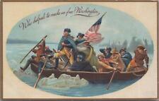 Patriotic Postcard George Washington Crossing Delaware Who Helped Make US Free picture