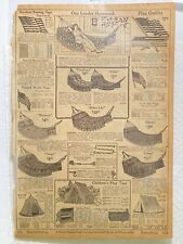1918 Antique Montgomery Ward Catalog Page Hammocks Tents Fishing Reels & Rods picture
