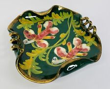 Vintage Italian Hand-Painted Pottery Ashtray Ceramic Floral Signed Italy picture