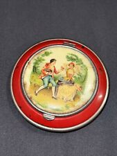 Vintage Makeup Compact Case Mirror red old style decorative cover picture