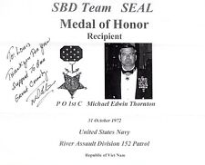 Michael E. Thornton Navy Seal Medal of Honor Recipient Hand Signed Paper 6.5x8.5 picture