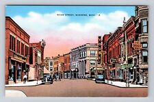 Manistee MI-Michigan, River Street, Advertisement, Antique, Vintage Postcard picture