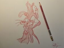 Disney Amblin Roger And Jessica Rabbit Character Drawing/sketch signed/drawn Art picture