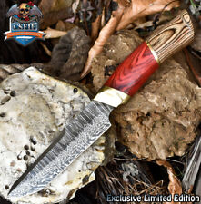 CSFIF Custom Hunting Skinner Knife Twist Damascus Olive Wood EDC picture