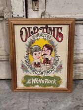 Vintage 1950s White Rock Old Time Sasparilla Root Beer Oak Framed Soda Sign Mug  picture